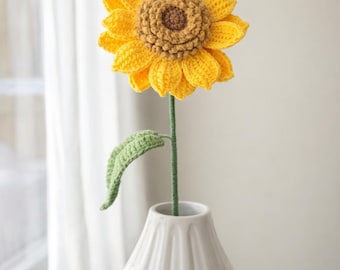 Handmade Crochet Sunflower Stem, Everlasting Flower Gift, Floral Decor