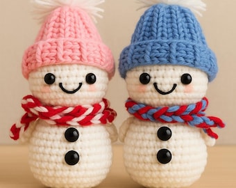 Crochet Snowman Keychain | Cute Amigurumi Winter Gift - Choose Color
