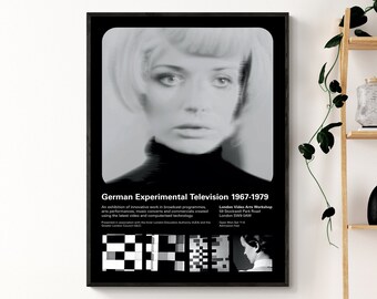 German Experimental Television 1967-1979: Retro Black and White Poster Art inspired by Swiss Style and Vintage TV History, Monochrome Print