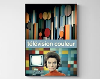 Colour TV Print - French Retro 1960s Design Poster, Vintage Television Art on Museum Quality Paper, Perfect for Vintage and TV Enthusiasts