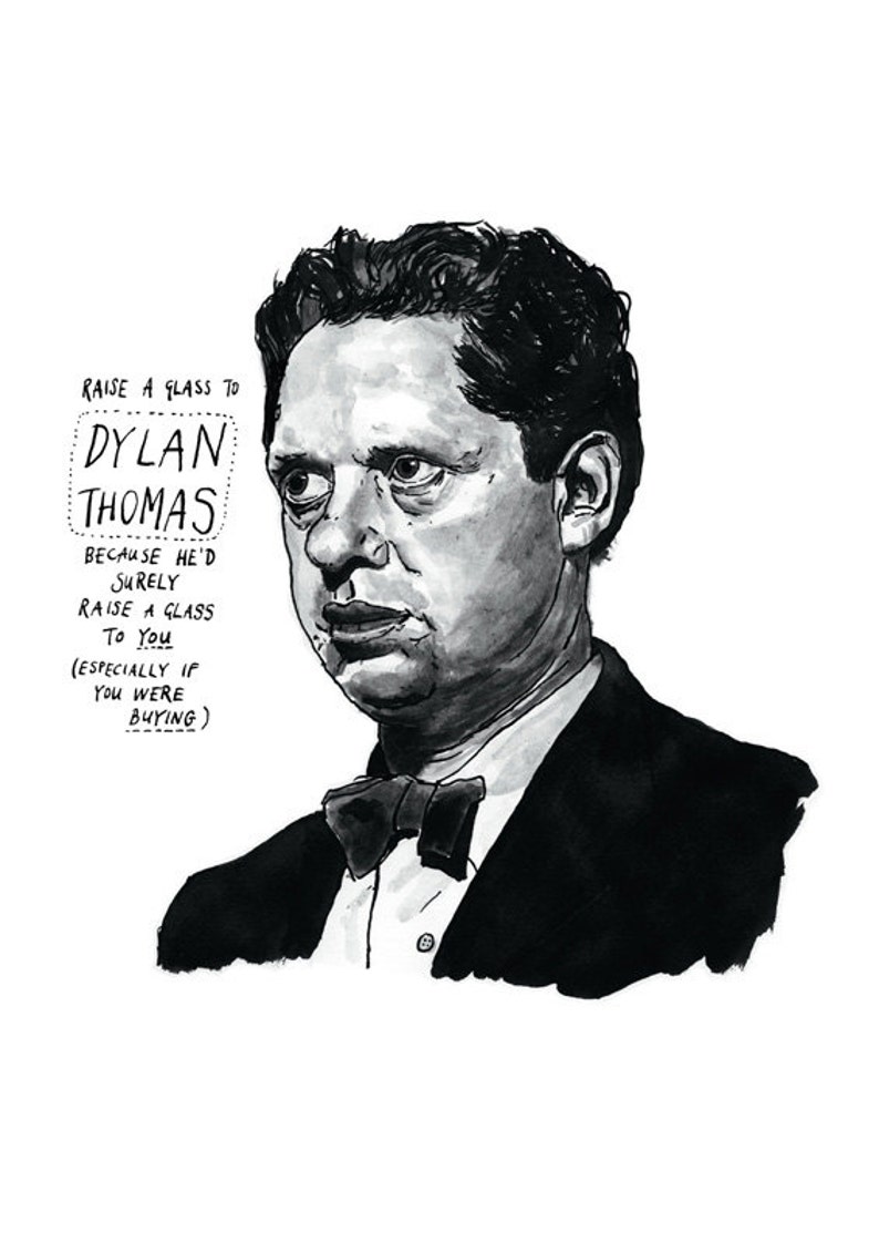 Dylan Thomas poster print Great Welsh Poet Literary Print image 1