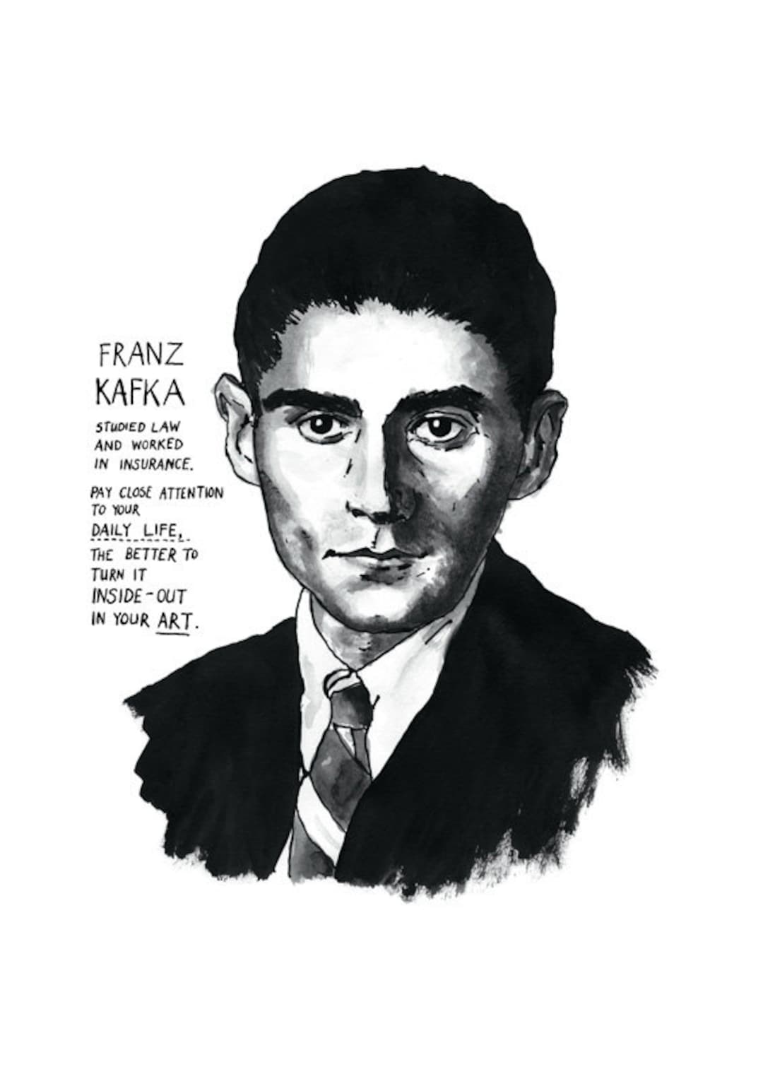 Stampa del manifesto di Franz Kafka Grandi scrittori -  Italia