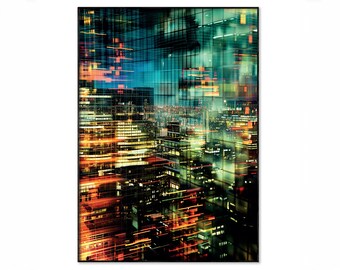 Big Money No. 1, Financial District Skyscraper Reflections, Night Time Lofi Photography, Art Poster, Architecture Print, Contemporary Art