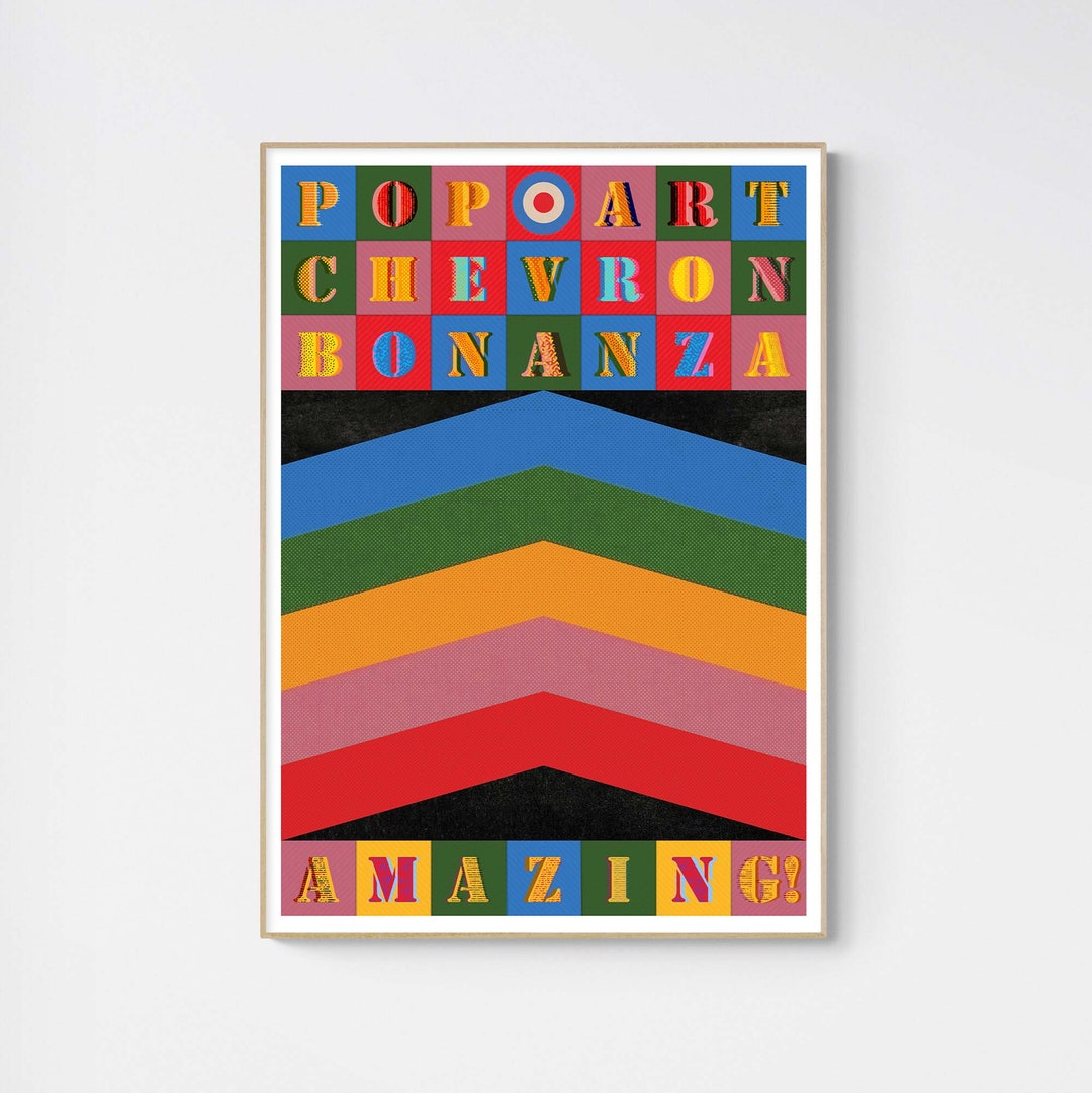 Pop Art Chevron Bonanza Print, Sixties Style Poster British Fine Art ...