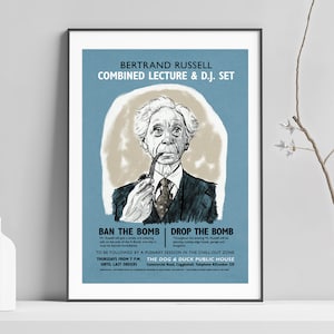 Bertrand Russell Lecture And DJ Set Poster, Philosopher Print, Gift For Philosophy Student, Dance Music, Home Decor, Retro Style, Wall Art