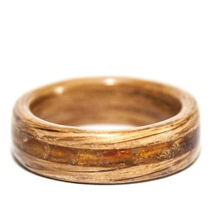 Bentwood ring with amber inlay clear amber