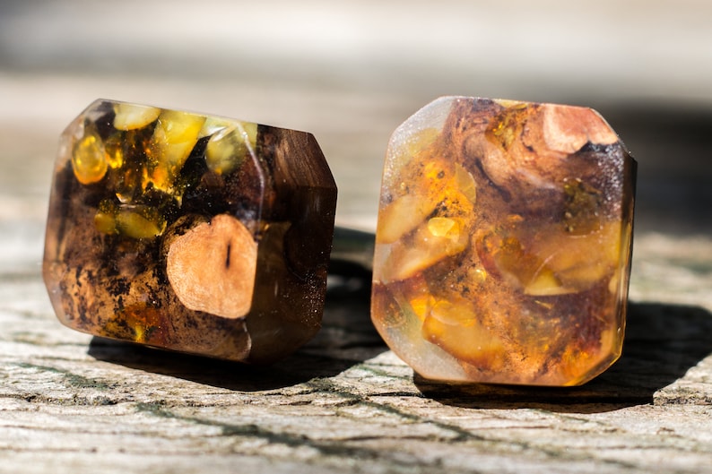 Cufflinks amber and wood