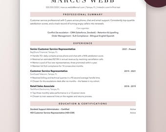 Customer Service Resume Template | Call Center CV (ATS Friendly)