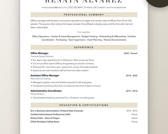 Office Manager Resume Template | Operations and Admin CV (ATS Friendly)
