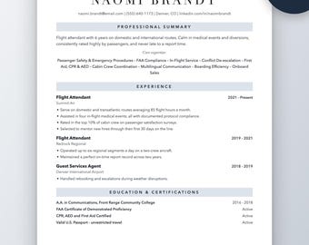 Flight Attendant Resume Template | Cabin Crew CV for Airlines (ATS Friendly)