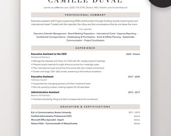 Executive Assistant Resume Template | C-Suite and Chief of Staff CV (ATS Friendly)