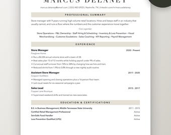 Retail Manager Resume Template | Store Manager and Supervisor CV (ATS Friendly)
