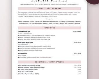 Nurse Resume Template | RN CV for New Grads, Experienced Nurses (Word, Google Docs)