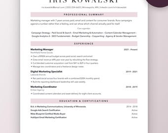 Marketing Resume Template | Digital Marketing Manager CV (ATS Friendly)