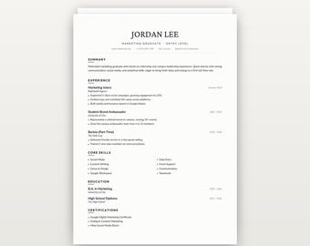 エントリーレベルの履歴書テンプレート、初めての仕事の履歴書、経験のない履歴書、新卒の履歴書、大学生の履歴書、Word、Googleドキュメント、カバーレター