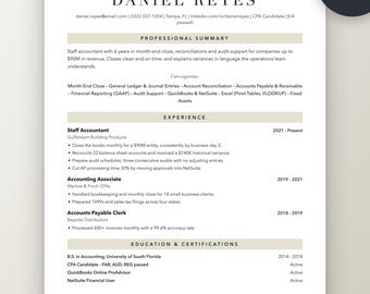 Accountant Resume Template | Staff Accountant and CPA Candidate CV (ATS Friendly)