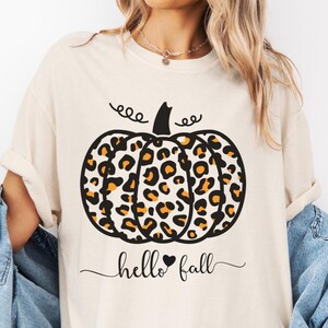 Hello Fall Sweatshirt,Leopard Pumpkin Shirt,Cheetah Pumpkin Shirt,Thanksgiving shirt,Thankful Tee,Fall Shirt,Hello Pumpkin,Family Matching