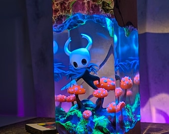 Hollow Knight Inspired Resin Lamp – The Knight Diorama, Glowing LED Art Lamp, Gamer Gift, Handmade Scene in Epoxy