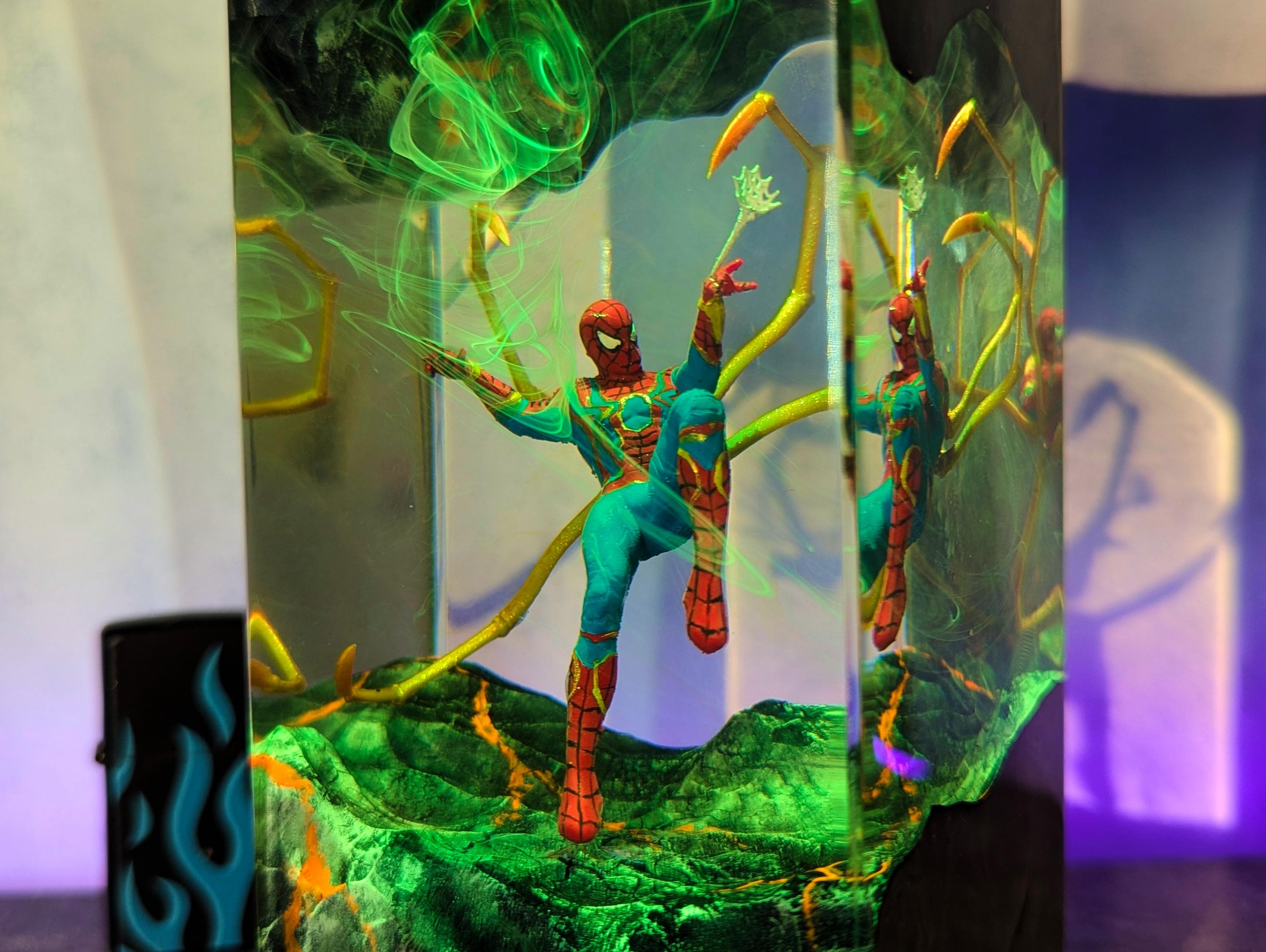 Spider-man Resin Lamp, Spider-man Diorama Light, Marvel Superhero