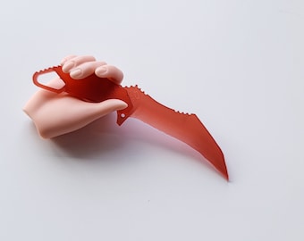 Red Crystal Knife - Smart Doll Weapon Prop Resin 3D printed Vinyl BJD 1:3 1/3 scale DnD Thief Rogue Blade