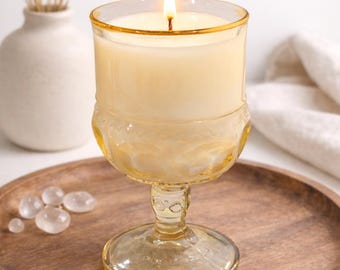 Luxury Vintage  Goblet Candle | Hand-Poured Soy Candle | Blue Volcano Inspired Home Fragrance