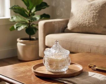 Reusable Vintage-Inspired Apothecary Glass Jar Candle- Soy- Vanilla Cloud