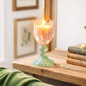 Tulip Glass Candle Holders - Etsy Canada display picture 1