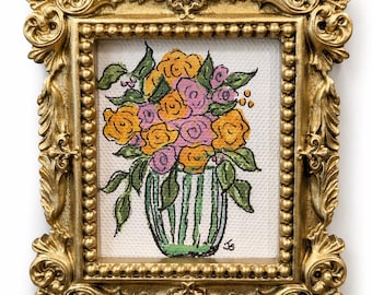 Ornate Gold Floral Magnet Frame, Mini Framed Art, Cottage Style Decor