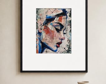 Original Mixed Media Acrylic Portrait Art- Bold Modern Art