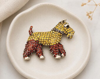 Vintage Inspired Rhinestone Terrier Dog Brooch