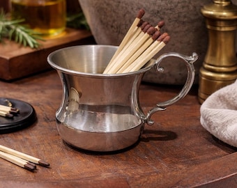 Vintage Lenox Kirk Stieff Pewter Cup Match Holder | Silver Toned Vanity Decor