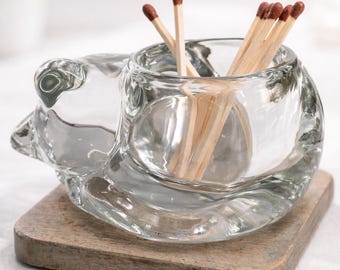 Upcycled Vintage Glass Cat Votive- Match Holder