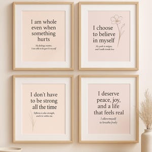 Affirmation Wall Art Prints Self Love Quotes Minimalist Decor Digital Download