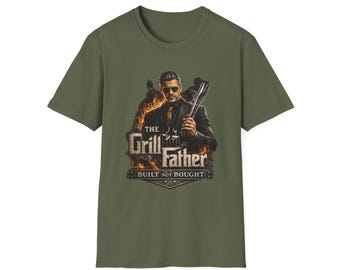 The Grillfather T-Shirt | BBQ Smoker Dad, Retro Mafia Chef Design