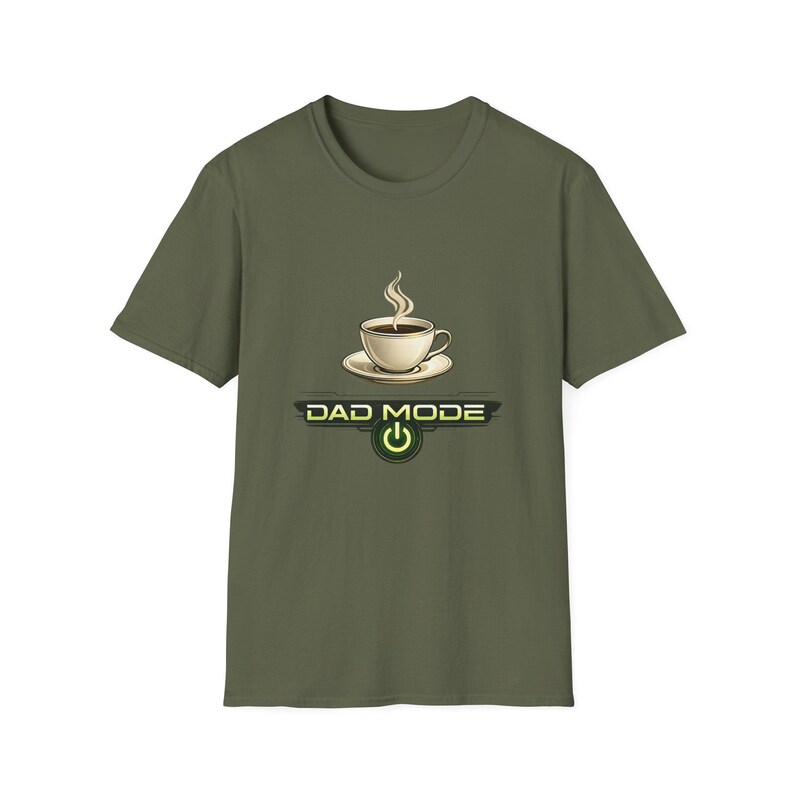 Dad Mode Coffee Cup T-Shirt | Funny Dad Tee, Morning Coffee Shirt image 1
