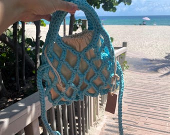 Mash blue bag: casual cotton crossbody bag for woman