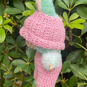 Crochet pink jumpsuit : pink and red Labubu doll outfit for 17 cm Labubu image 6