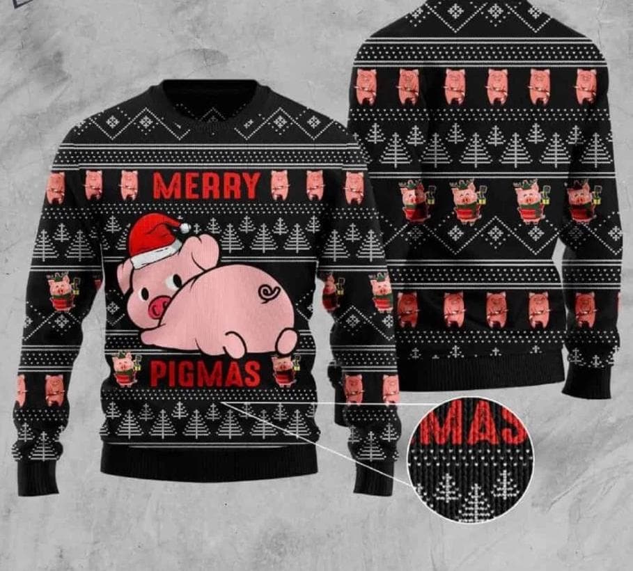Discover Funny Pig Ugly Christmas Sweater, Pigmas Sweater, Holiday Pullover Sweater for Kid, Adult, Farmer Xmas Party Sweatshirt, Pig Sweatshirt