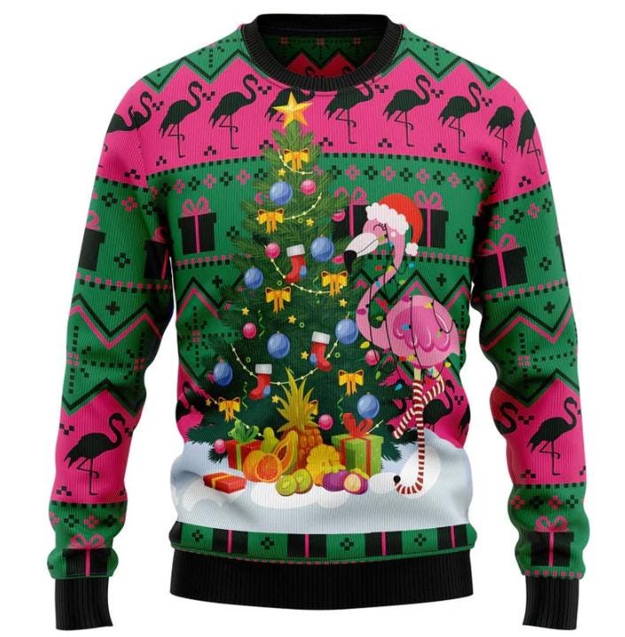 Discover Flamingo Ugly Sweater, Flamingo Drunk Christmas Ugly Sweater, Pink Flamingo Xmas Sweater, Animal Party Sweatshirt, Christmas Shirt