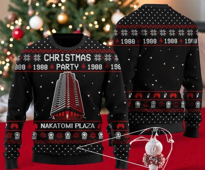 Discover Nakatomi Plaza Ugly Christmas Sweater, Christmas Party 1988 Holiday Sweater, Die Hard Christmas Sweatshirt, Action Movie Sweater