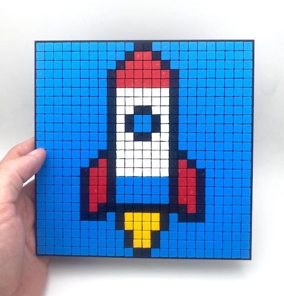 Rocket Ship Pixel Art Kit – DIY STEAM Craft for Kids | 3D Printed