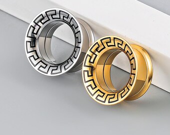 Textured Trumpet Ear Expander Threaded Gauge Earring for Piercing Stretching, Titanium Steel Flared Ear Jewelry, PRICE PER SINGLE