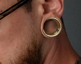 Silver Crescent Moon gauge earrings for stretched ears, plug gauges 6mm (2g)-28mm (1.10”), tribal crescent moon design, PRICE PER SINGLE