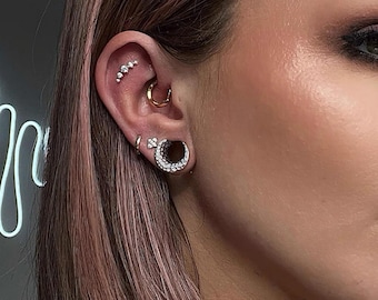 Silver Meteor-Moon Saddle Ear Weights – Western Crescent Plug Earrings for Stretched Lobes, Unisex Statement Jewelry – PRICE PER SINGLE