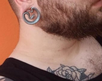 Serpent Coil Cartilage Stretcher – Titanium Steel Ear Hanger / Ear Weight, Gothic Punk Statement Jewelry, Sold Individually（argent