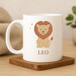 Leo Zodiac Coffee Mug: Minimalist Lion Design, Astrology Gift