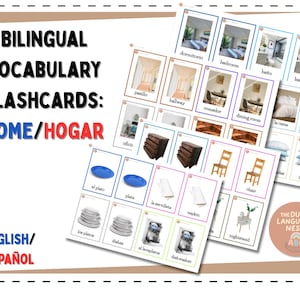 Bilingual Home Vocabulary Flashcards: English & Spanish (Printable PDF)