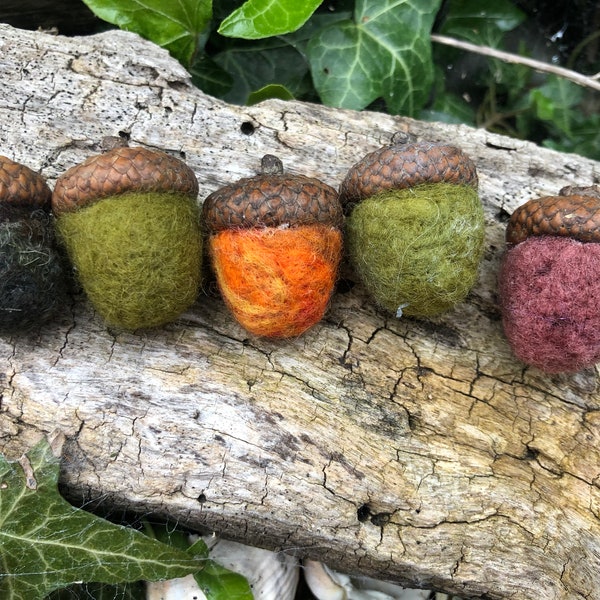 Needle felted acorns