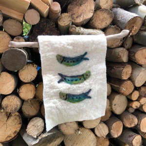 Mackerel felted wall hanging