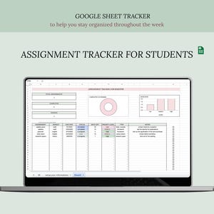 Assignment tracker, Pastel Study Planner, Google sheet Academic Template, ADHD Study Tracker, College Planner, Spreadsheet calendar,